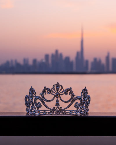 Unique Bridal Headpieces Against a Dramatic Sky | Dubai Shoot