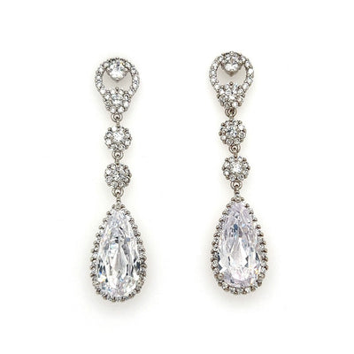 Elegant CZ Drop Earrings - Wedding Earrings |