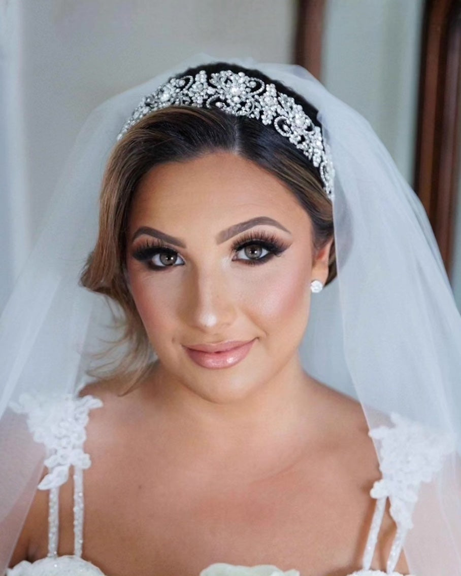 Brittany in a Classic Bridal Headband | Bridal Styles Brides
