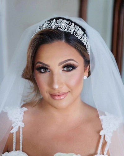 Brittany in a Classic Bridal Headband | Bridal Styles Brides