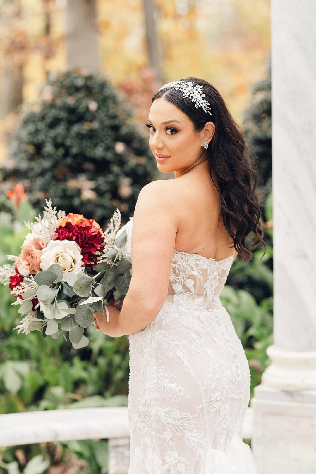 Eva in a Floral Wedding Hair Vine | Bridal Styles Brides