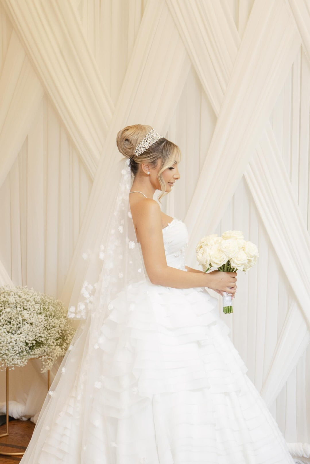 Melissa in a Statement Custom Wedding Headband | Bridal Styles Brides