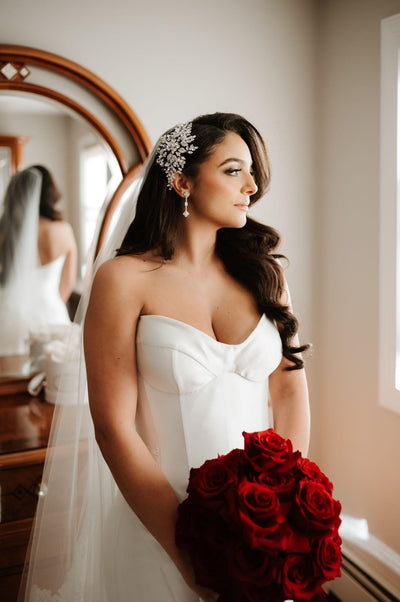 Christina in a Custom Crystal Bridal Side Comb | Bridal Styles Brides