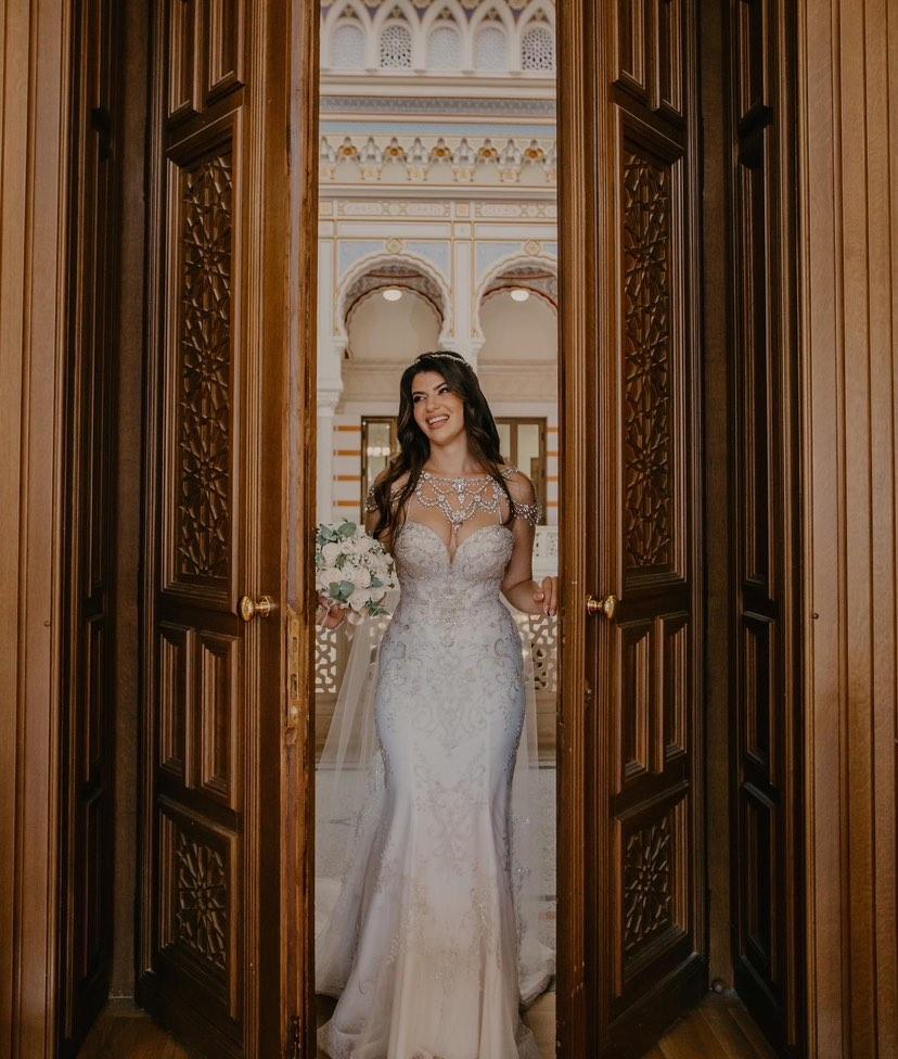 Elma in Custom Wedding Dress Jewelry + a Halo |  Bridal Styles Brides