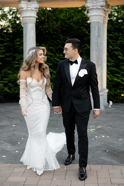 Ioanna in a Crystal-Encrusted Wedding Hair Vine | Bridal Styles Brides