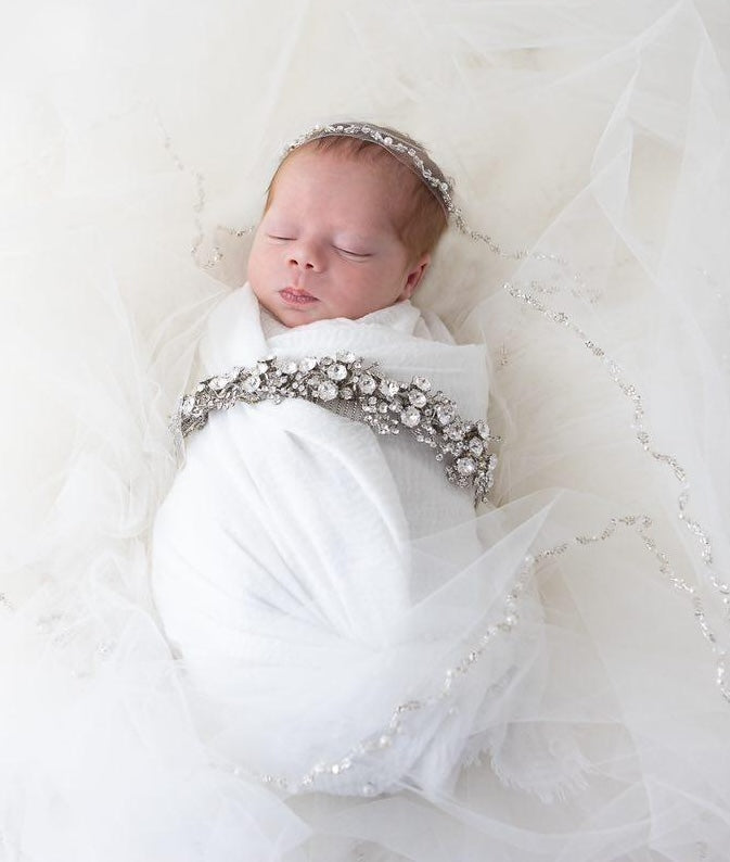 Wearing Mom's Sparkling Bridal Headband | Marissa