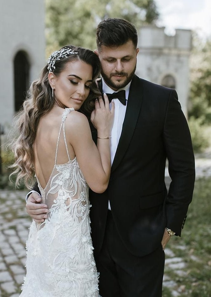 Narmina in a Custom Crystal Rose Hair Comb | Bridal Styles Brides