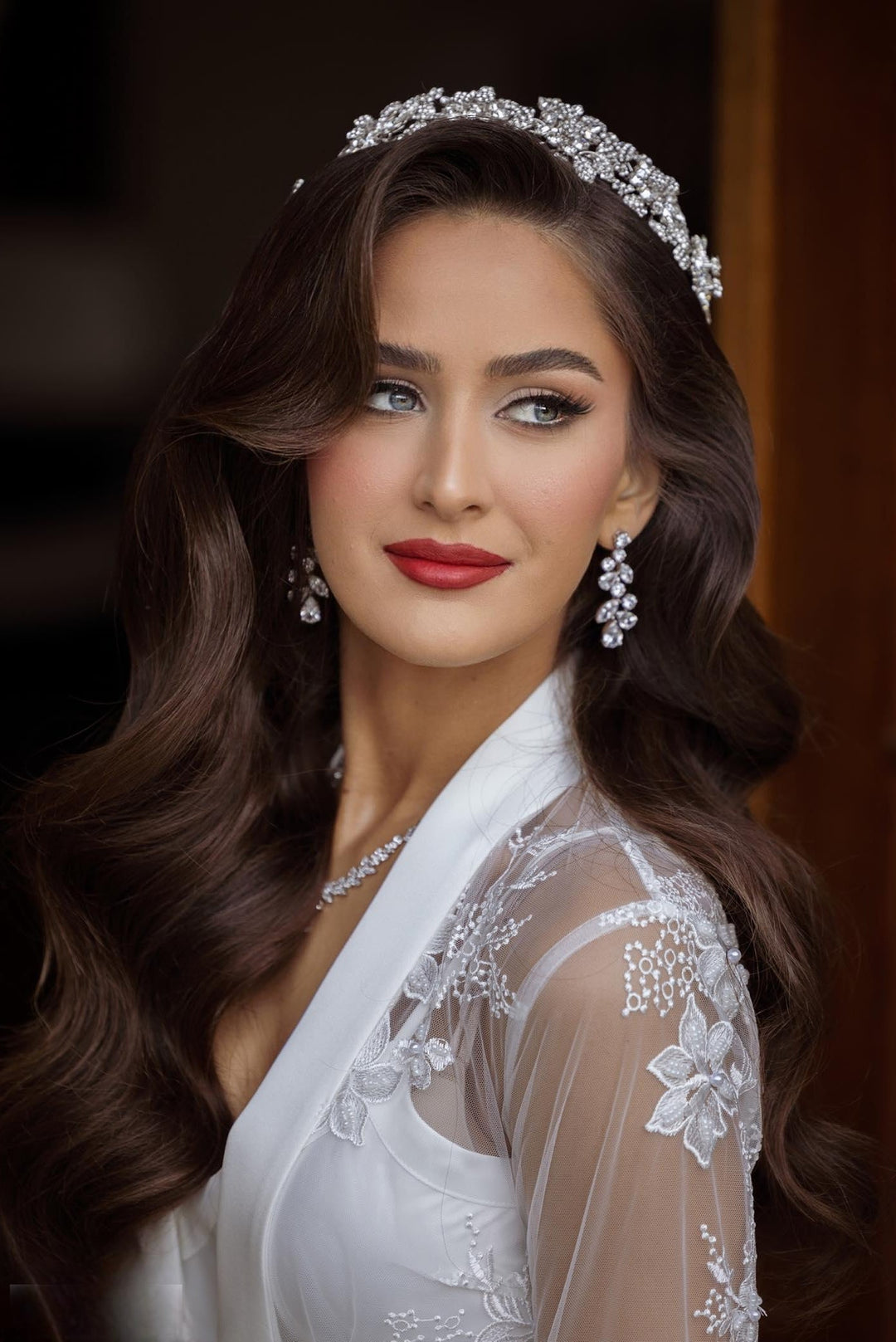 Natyra in a Custom Hair Vine, Statement Earrings + Necklace | Bridal Styles Brides