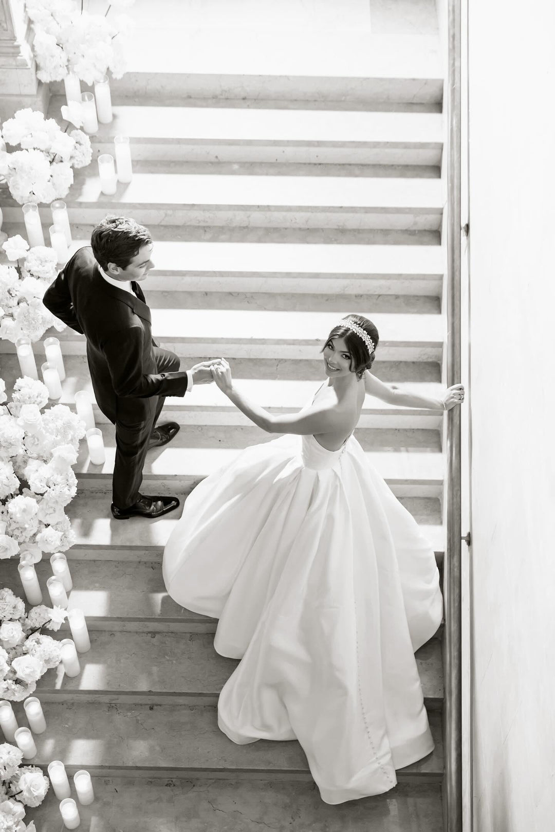 Rebecca in an Elegant Custom Pearl & Crystal Headband | Bridal Styles Brides