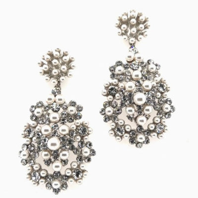 Studded Crystal and Pearl Chandelier Earrings style no. E218
