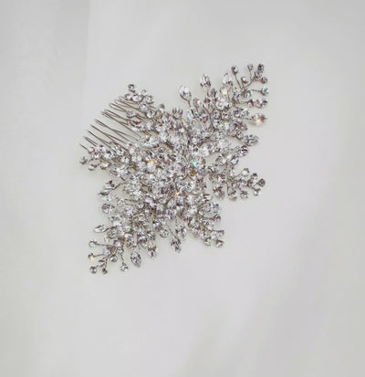 bridal hair comb with sprigs of various sparkling crystals