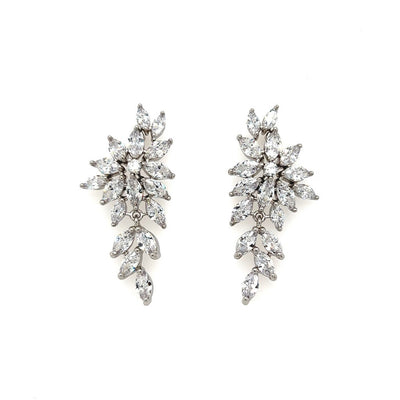 Romantic Crystal Leaf Wedding Earrings