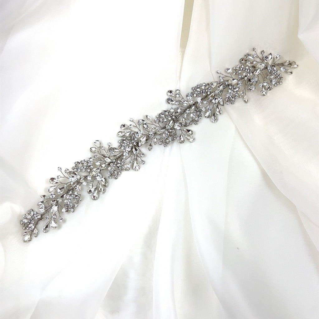 The Teardrop Crystal Vine style no. 242696, a sparkling Swarovski crystal hair accessory with floral and leaf motifs. 
