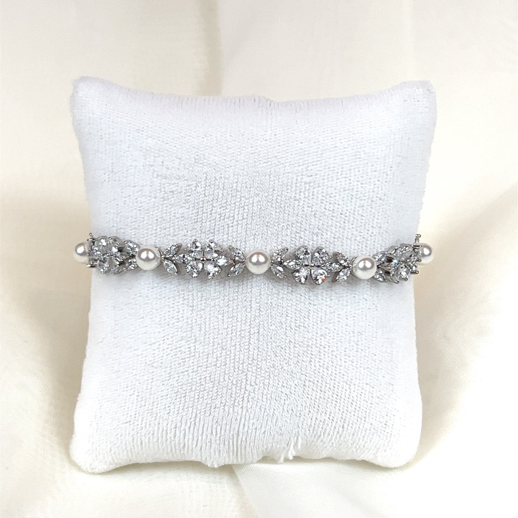 Dainty Pearl and CZ Bracelet for Wedding | Bridal Styles Boutique